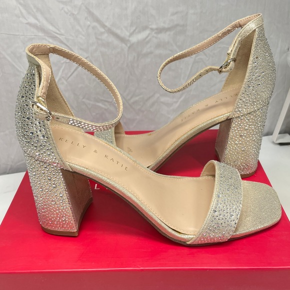 NWT Kelly & Katie Womens Caital Sandal -X Shimmer Gold Block Heel 9M KK-CAITAL-X - Picture 5 of 14